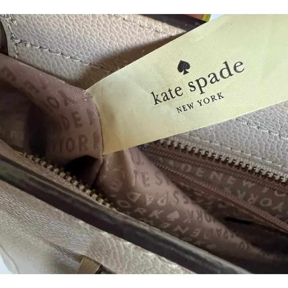 KATE SPADE 2-Way Leather Patterson Drive Geraldine Taupe Hand Crossbody Tote Bag